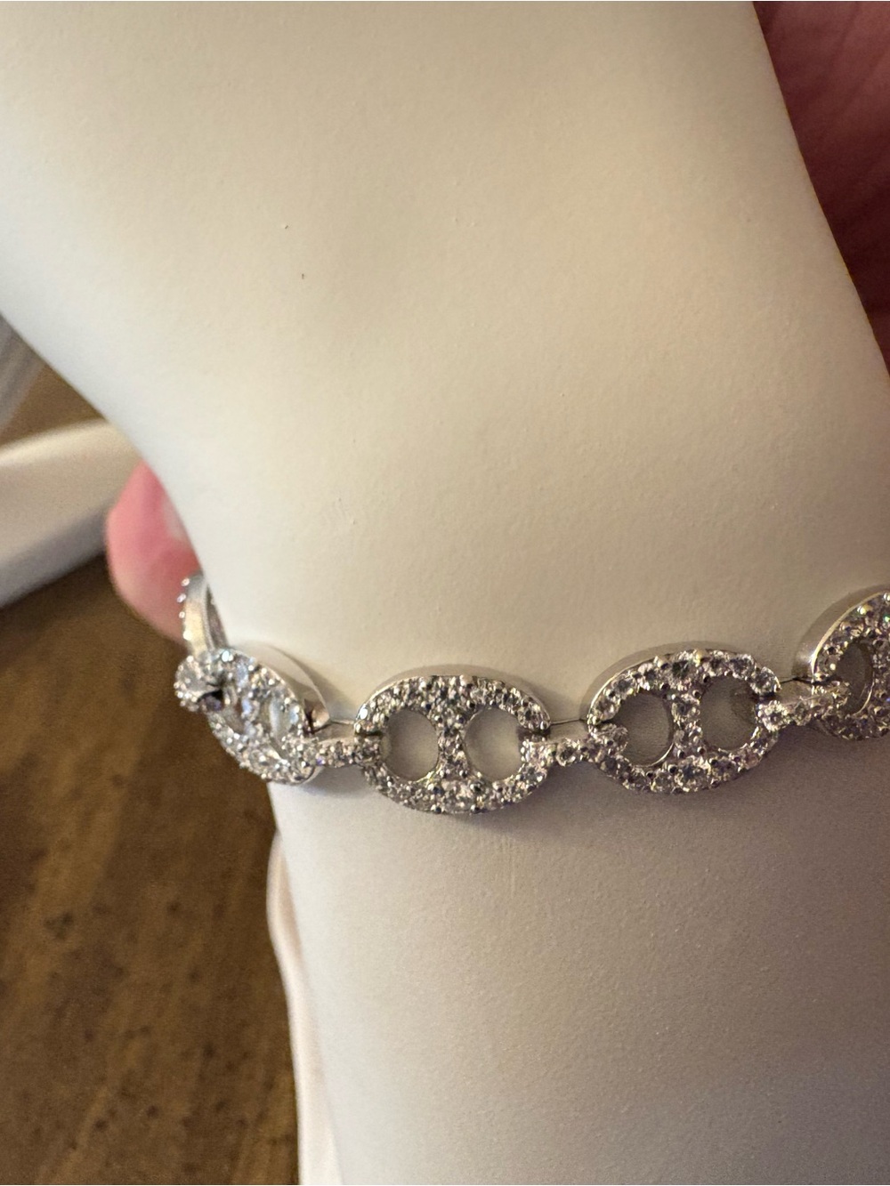 925 Sterling Silver Pavé Mariner Link Bracelet – 12.4g – 8mm